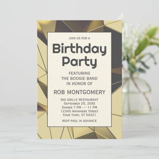 Moderne Low-Poly Geometrische Party Uitnodiging (Staand voorkant)