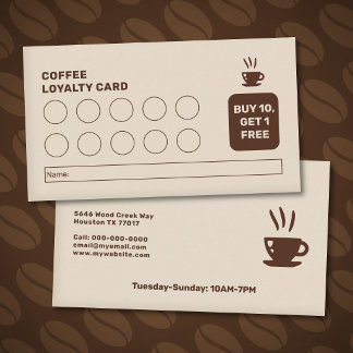 Moderne Loyalty Card voor Koffiezaak Visitekaartje