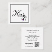 Moderne lucht op naam QR Code Social Media White Vierkante Visitekaartje (Voorkant / Achterkant)