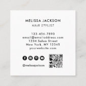 Moderne lucht op naam QR Code Social Media White Vierkante Visitekaartje (Achterkant)