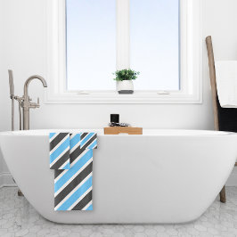 Moderne luchtblauw-grijze diagonale strepen bad handdoek