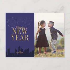 Moderne luchtfoto Nieuwjaarsfoto ansichtkaart Feestdagenkaart