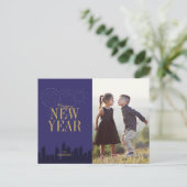 Moderne luchtfoto Nieuwjaarsfoto ansichtkaart Feestdagenkaart (Staand voorkant)