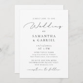 Moderne luchtkalligrafie, zwart-witte bruiloft kaart (Voorkant / Achterkant)