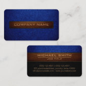 Moderne luchtmacht, blauw en zwart leder visitekaartje (Voorkant / Achterkant)