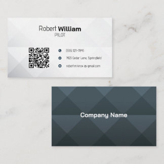 Moderne Luchtvaart met QR-code | Minimaal Zwart Wi Visitekaartje