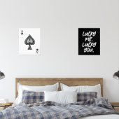 Moderne Lucky Ace Speelkaarten Zwart & Wit Muurkunst Sets (Slaapkamer)