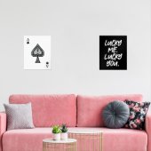 Moderne Lucky Ace Speelkaarten Zwart & Wit Muurkunst Sets (Woonkamer)