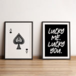 Moderne Lucky Ace Speelkaarten Zwart & Wit Muurkunst Sets<br><div class="desc">Moderne Lucky Ace Speelkaarten Zwart & Wit</div>