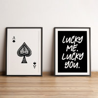 Moderne Lucky Ace Speelkaarten Zwart & Wit