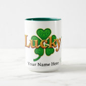 Moderne Lucky Green Patroon Klaver Mok (Midden)