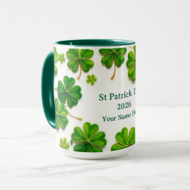 Moderne Lucky Green Shamrock met gouden rand Mok