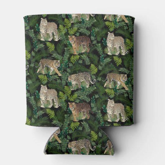 Moderne luiers Oerwoud Planten zwart ontwerp Blikjeskoeler (Achterkant)