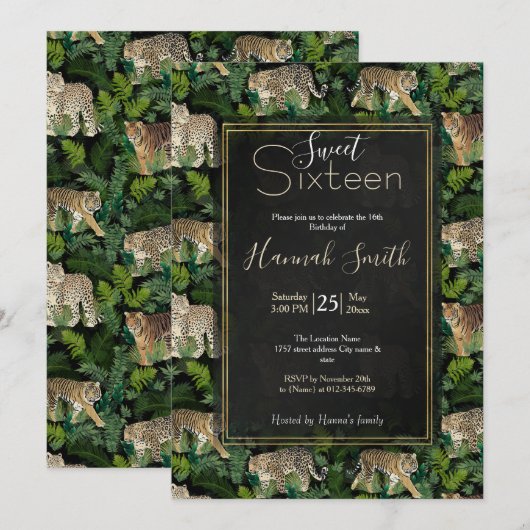 Moderne luiers Oerwoud Planten zwart ontwerp Kaart (Voorkant / Achterkant)