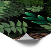 Moderne luiers Oerwoud Planten zwart ontwerp Poster (Hoek)