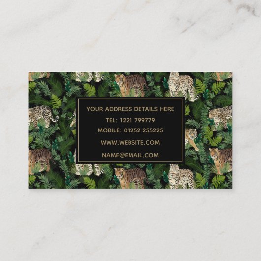 Moderne luiers Oerwoud Planten zwart ontwerp Visitekaartje (Achterkant)