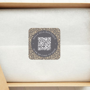 Moderne Luipaard Aangepaste QR Code Winkel Sticker