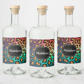 Moderne luipaard afdrukken likeurfles etiket (Flessen)