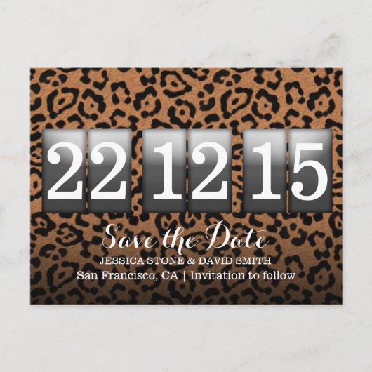 Moderne luipaard afdrukken Sla de datum op Aankondigingskaart (Voorkant)