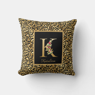 Moderne Luipaard Gepersonaliseerde Monogram K Init Kussen