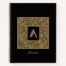 Moderne Luipaard Goud Persoonlijk Monogram Letter