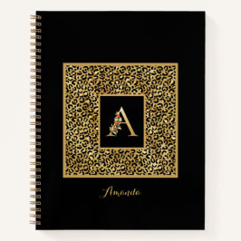 Moderne Luipaard Goud Persoonlijk Monogram Letter  Notitieboek