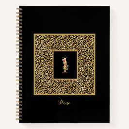 Moderne Luipaard Goud Persoonlijk Monogram Letter  Notitieboek