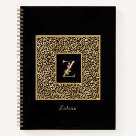 Moderne Luipaard Goud Persoonlijk Monogram Letter  Notitieboek