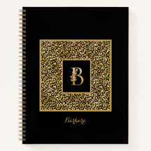 Moderne Luipaard Goud Persoonlijk Monogram Letter