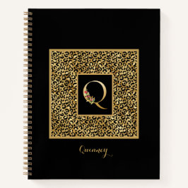 Moderne Luipaard Goud Persoonlijk Monogram Letter  Notitieboek