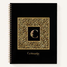 Moderne Luipaard Goud Persoonlijk Monogram Letter