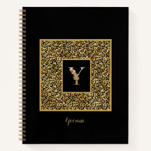 Moderne Luipaard Gouden Persoonlijke Monogram Lett