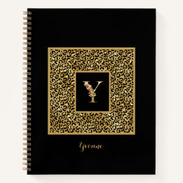 Moderne Luipaard Gouden Persoonlijke Monogram Lett Notitieboek