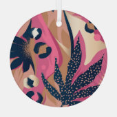 Moderne luipaard huid, exotische bloemen. glas ornament (Achterkant)