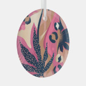 Moderne luipaard huid, exotische bloemen. glas ornament (Voorkant Rechts)