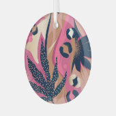 Moderne luipaard huid, exotische bloemen. glas ornament (Voorkant links)