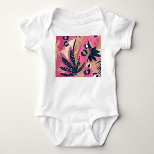 Moderne luipaard huid, exotische bloemen. romper (Voorkant)