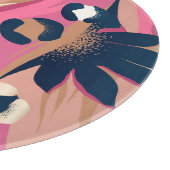 Moderne luipaard huid, exotische bloemen. snijplank (Hoek)