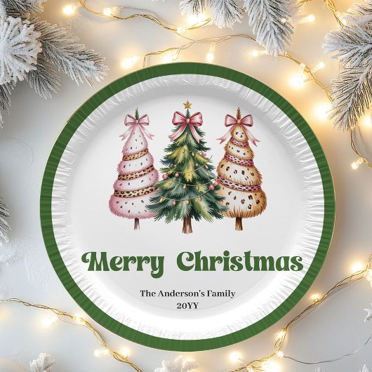 Moderne Luipaard Kerstboom Persoonlijke Papier  Papieren Bordje
