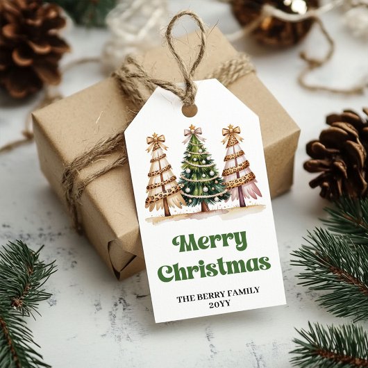 Moderne luipaard Kerstmis gepersonaliseerde naam c Cadeaulabel