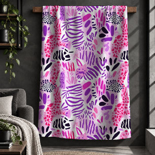 Moderne Luipaard Magenta Roze Paarse Dekensieraden Sherpa Deken