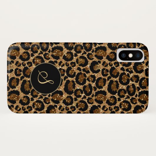 Moderne luipaard met glitters Case-Mate iPhone case (Achterkant (horizontaal))