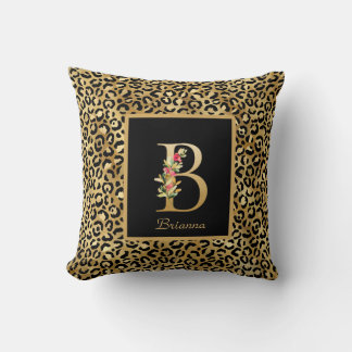 Moderne Luipaard Persoonlijk Monogram B Initiaal Kussen