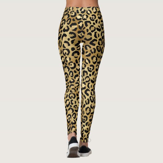 Moderne luipaard print gepersonaliseerd monogram leggings (Achterkant)