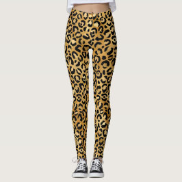 Moderne luipaard print gepersonaliseerd monogram leggings