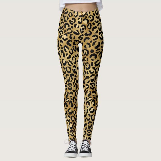 Moderne luipaard print gepersonaliseerd monogram leggings (Voorkant)