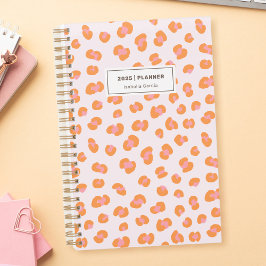 Moderne luipaard print roze Sinaasappel weekplanne Planner