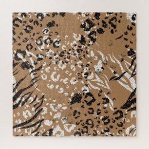 Moderne luipaard: wilde natuur. legpuzzel