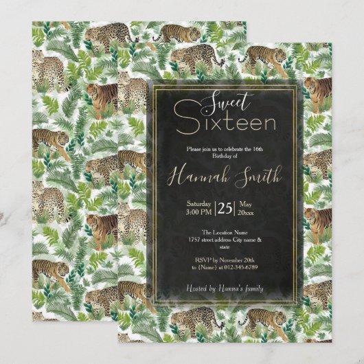 Moderne luipaarden Planten Oerwoud Kaart (Voorkant / Achterkant)