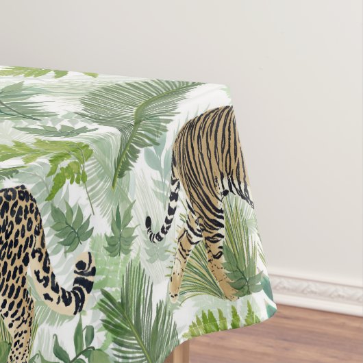Moderne luipaarden Planten Oerwoud Tafelkleed (Voorbeeld)